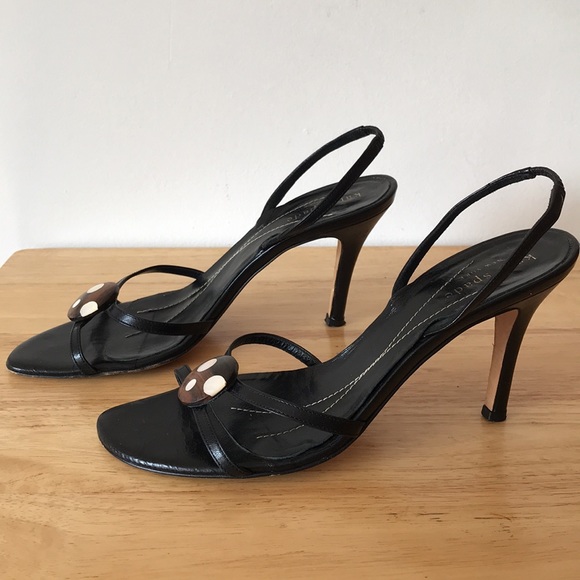 Kate Spade Black Strap Slingback Heels Size 6.5 - Picture 5 of 11